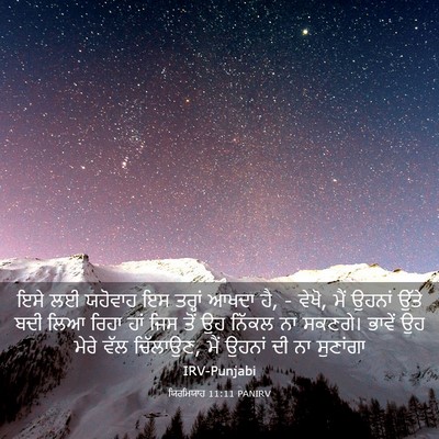 Picture 03 - ਯਿਰਮਿਯਾਹ 11:11 PANIRV - ਇਸੇ ਲਈ ਯਹੋਵਾਹ ਇਸ - Bible Verse Picture