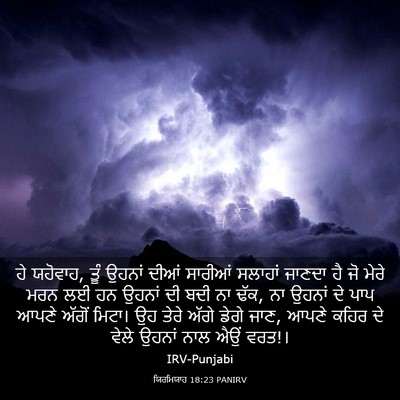 Picture 03 - ਯਿਰਮਿਯਾਹ 18:23 PANIRV - ਹੇ ਯਹੋਵਾਹ, ਤੂੰ - Bible Verse Picture