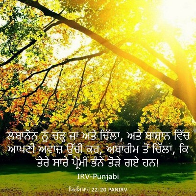 Picture 03 - ਯਿਰਮਿਯਾਹ 22:20 PANIRV - ਲਬਾਨੋਨ ਨੂੰ ਚੜ੍ਹ ਜਾ - Bible Verse Picture