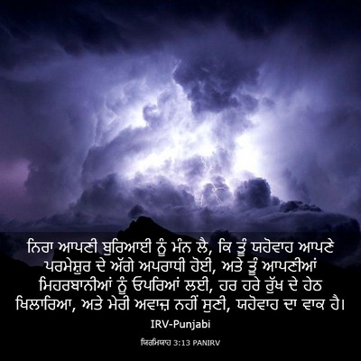 Picture 03 - ਯਿਰਮਿਯਾਹ 3:13 PANIRV - ਨਿਰਾ ਆਪਣੀ ਬੁਰਿਆਈ - Bible Verse Picture