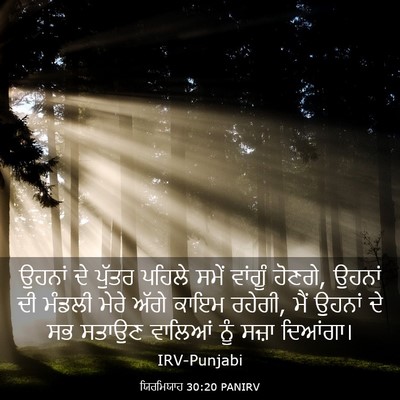 Picture 03 - ਯਿਰਮਿਯਾਹ 30:20 PANIRV - ਉਹਨਾਂ ਦੇ ਪੁੱਤਰ - Bible Verse Picture