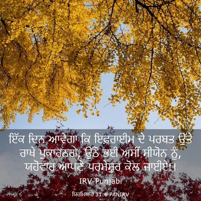 Picture 03 - ਯਿਰਮਿਯਾਹ 31:6 PANIRV - ਇੱਕ ਦਿਨ ਆਵੇਗਾ ਕਿ - Bible Verse Picture