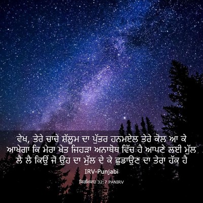 Picture 03 - ਯਿਰਮਿਯਾਹ 32:7 PANIRV - ਵੇਖ, ਤੇਰੇ ਚਾਚੇ - Bible Verse Picture