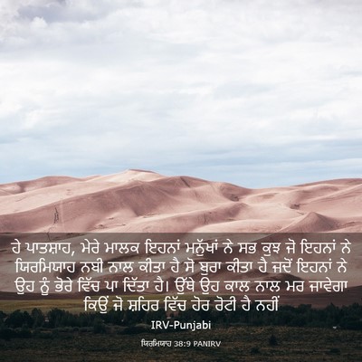 Picture 03 - ਯਿਰਮਿਯਾਹ 38:9 PANIRV - ਹੇ ਪਾਤਸ਼ਾਹ, ਮੇਰੇ - Bible Verse Picture