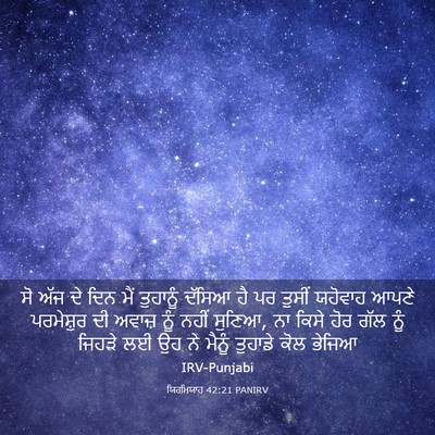 Picture 03 - ਯਿਰਮਿਯਾਹ 42:21 PANIRV - ਸੋ ਅੱਜ ਦੇ ਦਿਨ ਮੈਂ - Bible Verse Picture