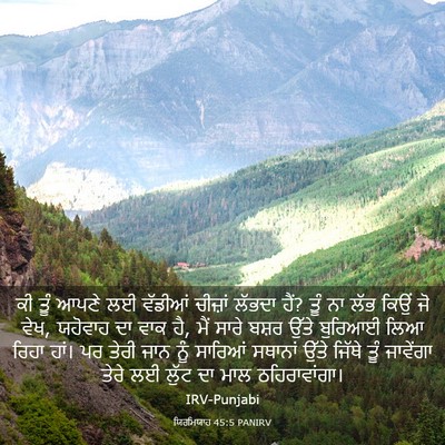 Picture 03 - ਯਿਰਮਿਯਾਹ 45:5 PANIRV - ਕੀ ਤੂੰ ਆਪਣੇ ਲਈ - Bible Verse Picture