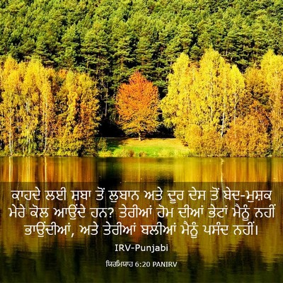 Picture 03 - ਯਿਰਮਿਯਾਹ 6:20 PANIRV - ਕਾਹਦੇ ਲਈ ਸ਼ਬਾ ਤੋਂ - Bible Verse Picture