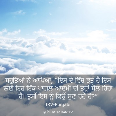 Picture 03 - ਯੂਹੰਨਾ 10:20 PANIRV - ਬਹੁਤਿਆਂ ਨੇ ਆਖਿਆ, - Bible Verse Picture
