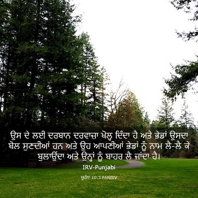 Picture 03 - ਯੂਹੰਨਾ 10:3 PANIRV - ਉਸ ਦੇ ਲਈ ਦਰਬਾਨ - Bible Verse Picture