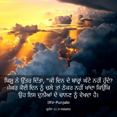 Picture 03 - ਯੂਹੰਨਾ 11:9 PANIRV - ਯਿਸੂ ਨੇ ਉੱਤਰ ਦਿੱਤਾ, - Bible Verse Picture
