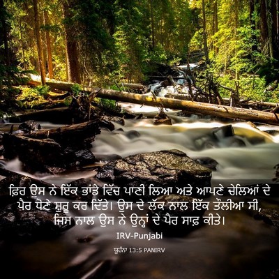 Picture 03 - ਯੂਹੰਨਾ 13:5 PANIRV - ਫ਼ਿਰ ਉਸ ਨੇ ਇੱਕ - Bible Verse Picture
