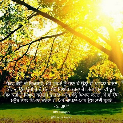 Picture 03 - ਯੂਹੰਨਾ 14:21 PANIRV - ਜੇਕਰ ਕੋਈ ਵੀ ਵਿਅਕਤੀ, - Bible Verse Picture