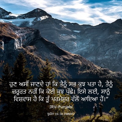 Picture 03 - ਯੂਹੰਨਾ 16:30 PANIRV - ਹੁਣ ਅਸੀਂ ਜਾਣਦੇ ਹਾਂ - Bible Verse Picture