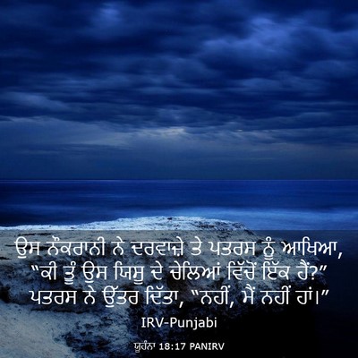 Picture 03 - ਯੂਹੰਨਾ 18:17 PANIRV - ਉਸ ਨੌਕਰਾਨੀ ਨੇ - Bible Verse Picture