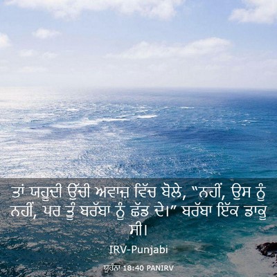 Picture 03 - ਯੂਹੰਨਾ 18:40 PANIRV - ਤਾਂ ਯਹੂਦੀ ਉੱਚੀ - Bible Verse Picture