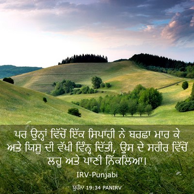 Picture 03 - ਯੂਹੰਨਾ 19:34 PANIRV - ਪਰ ਉਨ੍ਹਾਂ ਵਿੱਚੋਂ - Bible Verse Picture
