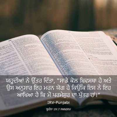 Picture 03 - ਯੂਹੰਨਾ 19:7 PANIRV - ਯਹੂਦੀਆਂ ਨੇ ਉੱਤਰ - Bible Verse Picture