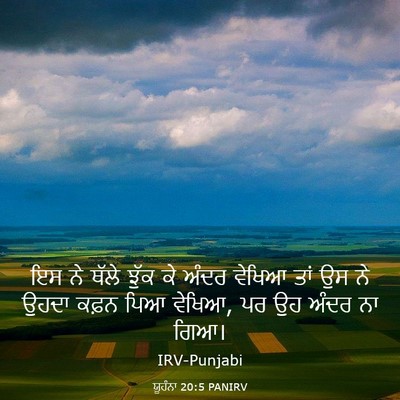 Picture 03 - ਯੂਹੰਨਾ 20:5 PANIRV - ਇਸ ਨੇ ਥੱਲੇ ਝੁੱਕ ਕੇ - Bible Verse Picture