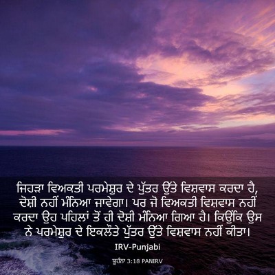 Picture 03 - ਯੂਹੰਨਾ 3:18 PANIRV - ਜਿਹੜਾ ਵਿਅਕਤੀ - Bible Verse Picture