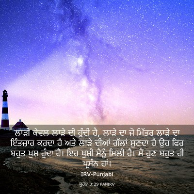 Picture 03 - ਯੂਹੰਨਾ 3:29 PANIRV - ਲਾੜੀ ਕੇਵਲ ਲਾੜੇ ਦੀ - Bible Verse Picture