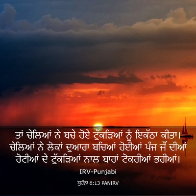 Picture 03 - ਯੂਹੰਨਾ 6:13 PANIRV - ਤਾਂ ਚੇਲਿਆਂ ਨੇ ਬਚੇ - Bible Verse Picture