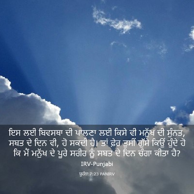 Picture 03 - ਯੂਹੰਨਾ 7:23 PANIRV - ਇਸ ਲਈ ਬਿਵਸਥਾ ਦੀ - Bible Verse Picture
