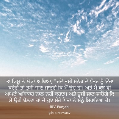 Picture 03 - ਯੂਹੰਨਾ 8:28 PANIRV - ਤਾਂ ਯਿਸੂ ਨੇ ਲੋਕਾਂ - Bible Verse Picture