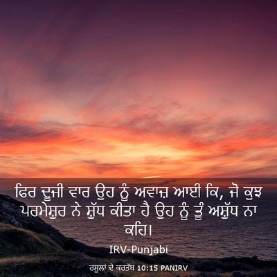Picture 03 - ਰਸੂਲਾਂ ਦੇ ਕਰਤੱਬ 10:15 PANIRV - ਫਿਰ ਦੂਜੀ ਵਾਰ ਉਹ ਨੂੰ - Bible Verse Picture