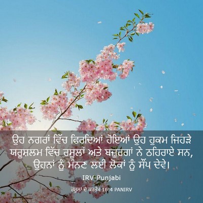 Picture 03 - ਰਸੂਲਾਂ ਦੇ ਕਰਤੱਬ 16:4 PANIRV - ਉਹ ਨਗਰਾਂ ਵਿੱਚ - Bible Verse Picture