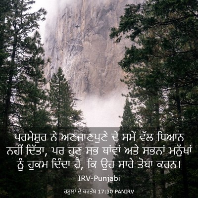Picture 03 - ਰਸੂਲਾਂ ਦੇ ਕਰਤੱਬ 17:30 PANIRV - ਪਰਮੇਸ਼ੁਰ ਨੇ - Bible Verse Picture