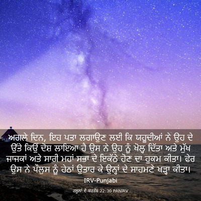 Picture 03 - ਰਸੂਲਾਂ ਦੇ ਕਰਤੱਬ 22:30 PANIRV - ਅਗਲੇ ਦਿਨ, ਇਹ ਪਤਾ - Bible Verse Picture