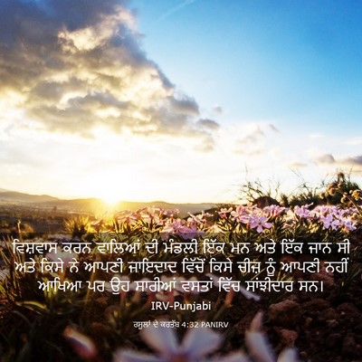 Picture 03 - ਰਸੂਲਾਂ ਦੇ ਕਰਤੱਬ 4:32 PANIRV - ਵਿਸ਼ਵਾਸ ਕਰਨ - Bible Verse Picture