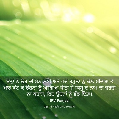 Picture 03 - ਰਸੂਲਾਂ ਦੇ ਕਰਤੱਬ 5:40 PANIRV - ਉਨ੍ਹਾਂ ਨੇ ਉਹ ਦੀ ਮਨ - Bible Verse Picture