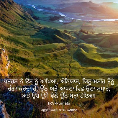 Picture 03 - ਰਸੂਲਾਂ ਦੇ ਕਰਤੱਬ 9:34 PANIRV - ਪਤਰਸ ਨੇ ਉਸ ਨੂੰ - Bible Verse Picture