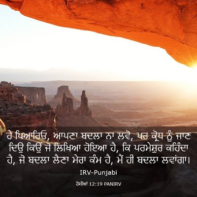 Picture 03 - ਰੋਮੀਆਂ 12:19 PANIRV - ਹੇ ਪਿਆਰਿਓ, ਆਪਣਾ - Bible Verse Picture