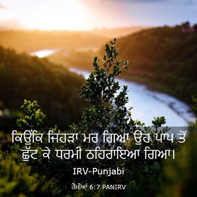 Picture 03 - ਰੋਮੀਆਂ 6:7 PANIRV - ਕਿਉਂਕਿ ਜਿਹੜਾ ਮਰ - Bible Verse Picture