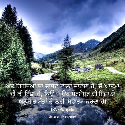 Picture 03 - ਰੋਮੀਆਂ 8:27 PANIRV - ਅਤੇ ਹਿਰਦਿਆਂ ਦਾ - Bible Verse Picture