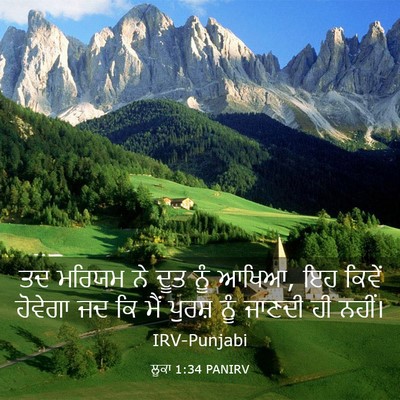 Picture 03 - ਲੂਕਾ 1:34 PANIRV - ਤਦ ਮਰਿਯਮ ਨੇ ਦੂਤ ਨੂੰ - Bible Verse Picture