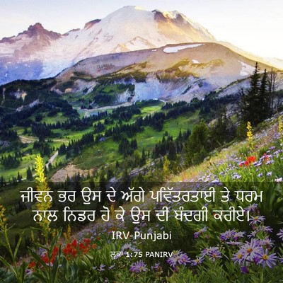 Picture 03 - ਲੂਕਾ 1:75 PANIRV - ਜੀਵਨ ਭਰ ਉਸ ਦੇ ਅੱਗੇ - Bible Verse Picture