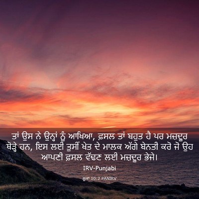 Picture 03 - ਲੂਕਾ 10:2 PANIRV - ਤਾਂ ਉਸ ਨੇ ਉਨ੍ਹਾਂ - Bible Verse Picture