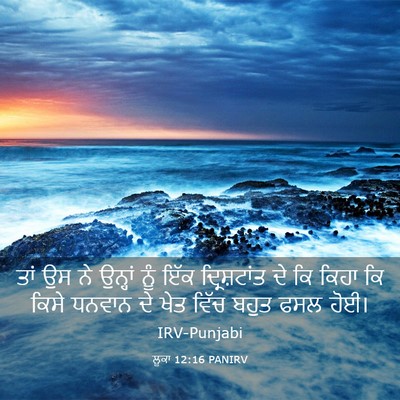Picture 03 - ਲੂਕਾ 12:16 PANIRV - ਤਾਂ ਉਸ ਨੇ ਉਨ੍ਹਾਂ - Bible Verse Picture