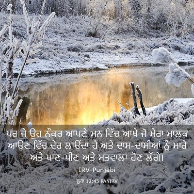 Picture 03 - ਲੂਕਾ 12:45 PANIRV - ਪਰ ਜੇ ਉਹ ਨੌਕਰ ਆਪਣੇ - Bible Verse Picture