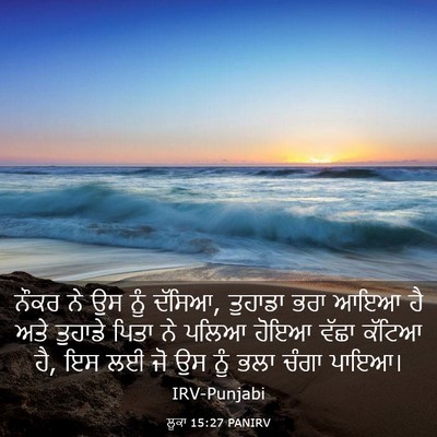 Picture 03 - ਲੂਕਾ 15:27 PANIRV - ਨੌਕਰ ਨੇ ਉਸ ਨੂੰ - Bible Verse Picture