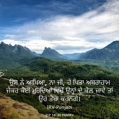 Picture 03 - ਲੂਕਾ 16:30 PANIRV - ਉਸ ਨੇ ਆਖਿਆ, ਨਾ ਜੀ, ਹੇ - Bible Verse Picture