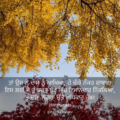 Picture 03 - ਲੂਕਾ 19:17 PANIRV - ਤਾਂ ਉਸ ਨੇ ਦਾਸ ਨੂੰ - Bible Verse Picture