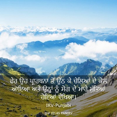 Picture 03 - ਲੂਕਾ 22:45 PANIRV - ਫੇਰ ਉਹ ਪ੍ਰਾਰਥਨਾ - Bible Verse Picture