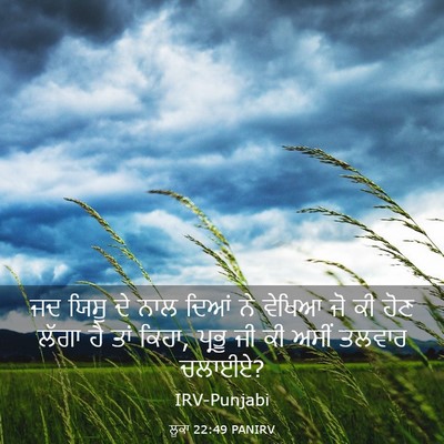 Picture 03 - ਲੂਕਾ 22:49 PANIRV - ਜਦ ਯਿਸੂ ਦੇ ਨਾਲ ਦਿਆਂ - Bible Verse Picture