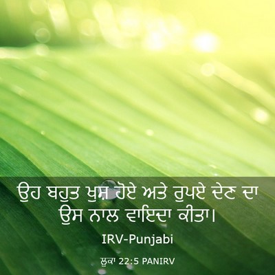 Picture 03 - ਲੂਕਾ 22:5 PANIRV - ਉਹ ਬਹੁਤ ਖੁਸ਼ ਹੋਏ - Bible Verse Picture
