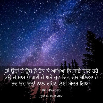 Picture 03 - ਲੂਕਾ 24:29 PANIRV - ਤਾਂ ਉਨ੍ਹਾਂ ਨੇ ਉਸ - Bible Verse Picture