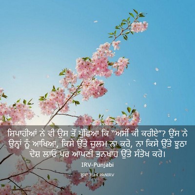 Picture 03 - ਲੂਕਾ 3:14 PANIRV - ਸਿਪਾਹੀਆਂ ਨੇ ਵੀ ਉਸ - Bible Verse Picture